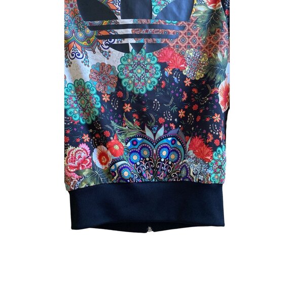 Adidas Womens XS Floral Print Track Jacket With Black Stripes & Trefoil Logo - Picture 7 of 7